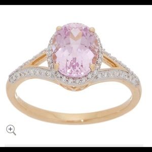 14K Yellow Gold 1.90 carats Kunzite & Diamond Ring